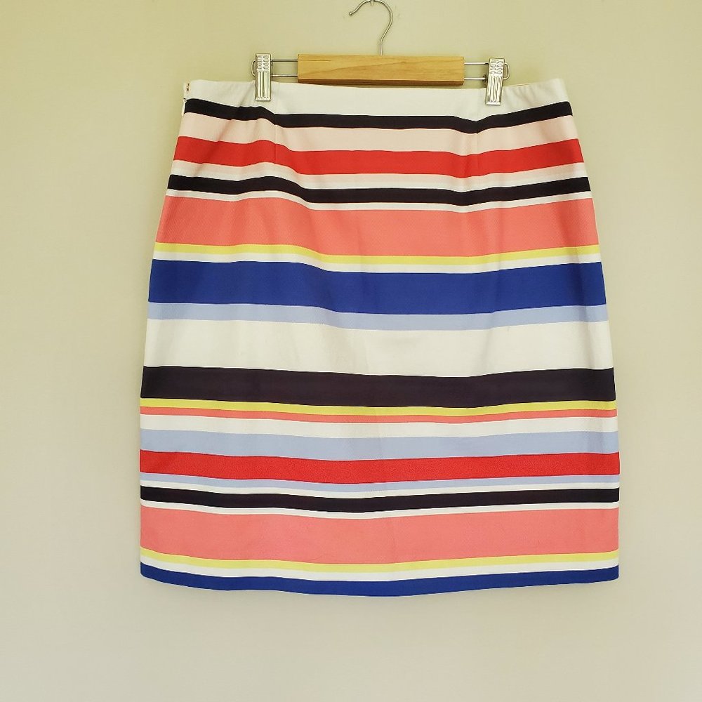Talbots Multi Color Stripe Cotton Midi Skirt 12 - image 4